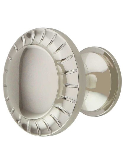 Vintage 1900 Cabinet Knob - 1 3/16 inch Diameter in Polished Nickel.